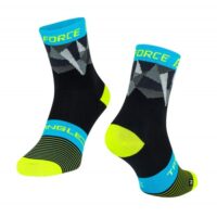 MEIAS CICLISMO FORCE TRIANGLE PR/FLUO/AZ S/M
