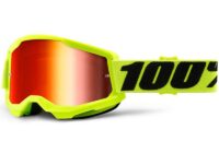 OCULOS MOTO 100% STRATA 2 AMAR C/LENTE VERM ESPELHADA