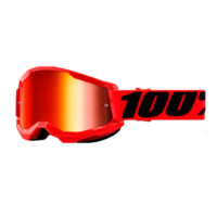 OCULOS MOTO 100% STRATA 2 VERM C/LENTE VERM ESPELHADA