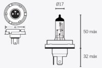 LAMPADA FAROL HALOGENIO 12V 60/55W P45T H5 VICMA