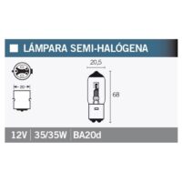 LAMPADA FAROL 12V 35/35W BA20D SEMI HALOG. VICMA