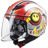 CAPACETE CRIANÇA LS2 OF602 FUNNY SLUCH VERMELHO/BRANCO