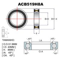 ROLAMENTO TOKEN PREMIUM ACB519H8A 51.9X40X8 45°X45°