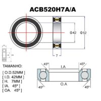 ROLAMENTO TOKEN PREMIUM ACB520H7A/A Ø52.0X42X7X45°X45°