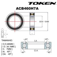 ROLAMENTO TOKEN PREMIUM ACB460H7A Ø46X34.1X7X45°X45° 1-1/4" SCOTT/ FOIL - ADDICT
