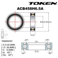 ROLAMENTO TOKEN PREMIUM ACB458H6.5A Ø45.8X36.8X6.5X45°X45° 1-1/4SPECIALIZED ROUBAIX