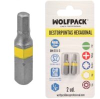 BITS HEXAGONAIS 4MM 1/4"X25MM S2 WOLFPACK (2UN)