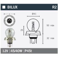 LAMPADA FAROL 12V 45/40W P45T BILUX TECNIUM